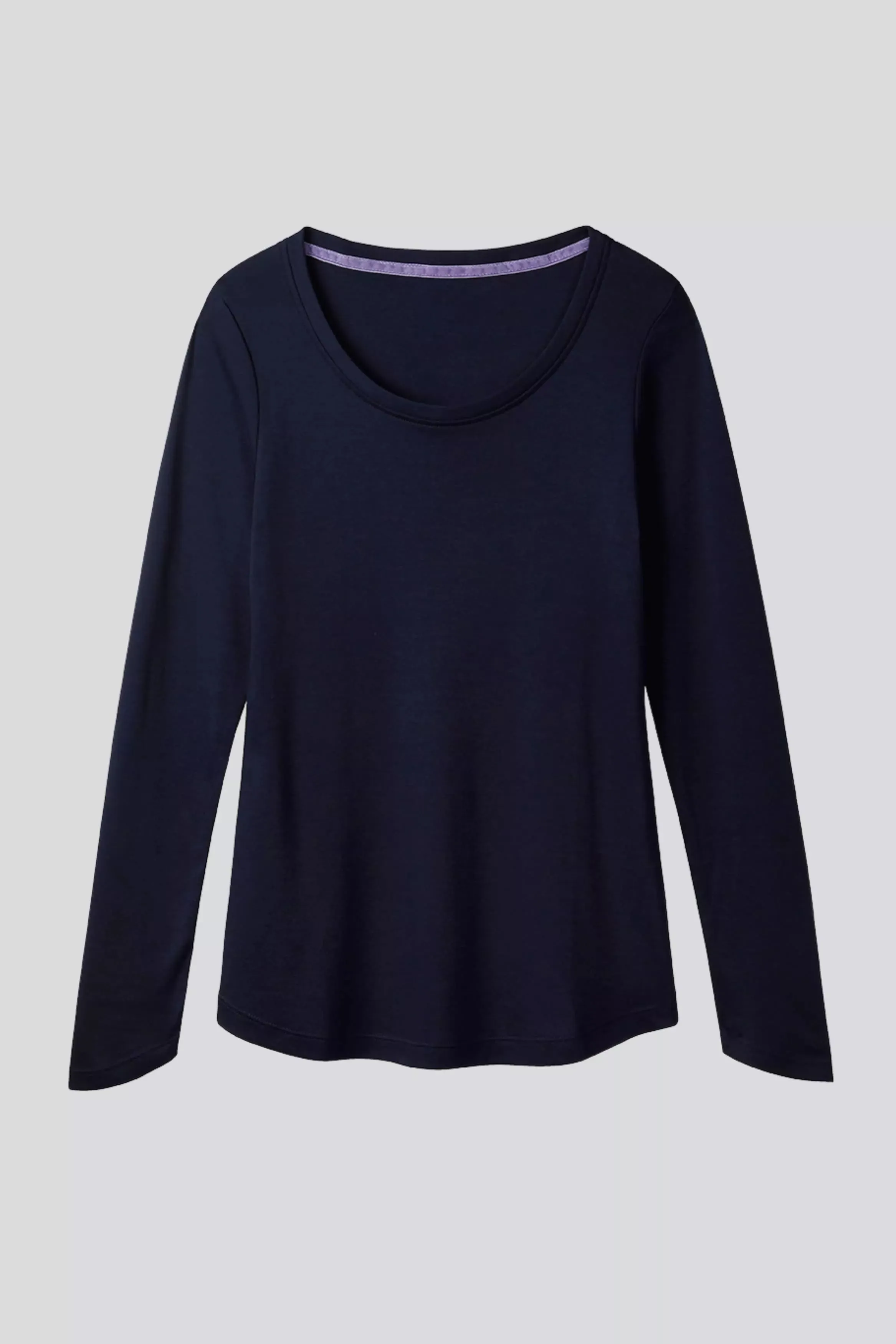 Long Sleeve Scoop Neck Cotton Modal Blend T-shirt - Image 2