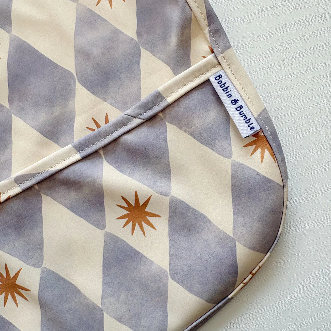 Long Sleeved Baby Bib - Blue Harlequin - Image 5