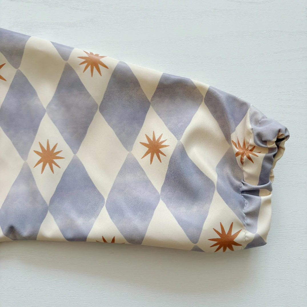 Long Sleeved Baby Bib - Blue Harlequin - Image 7