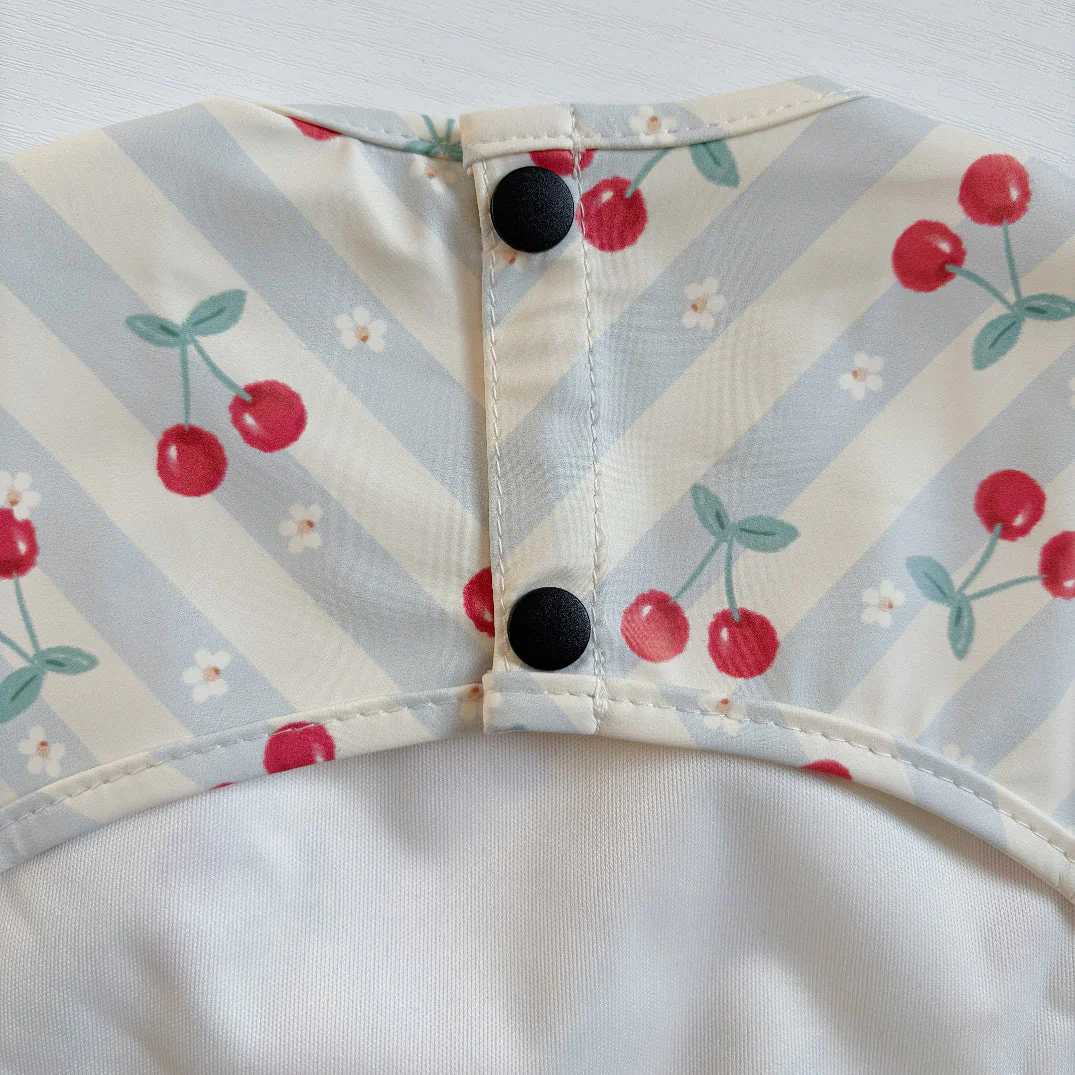 Long Sleeved Baby Bib - Cherry Stripe - Image 8