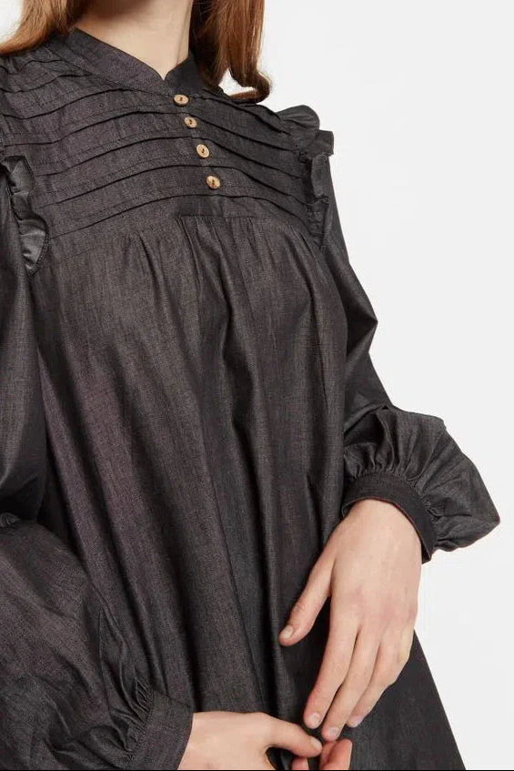 Louche Carlyn Chambray Long Sleeved Mini Dress - Image 4