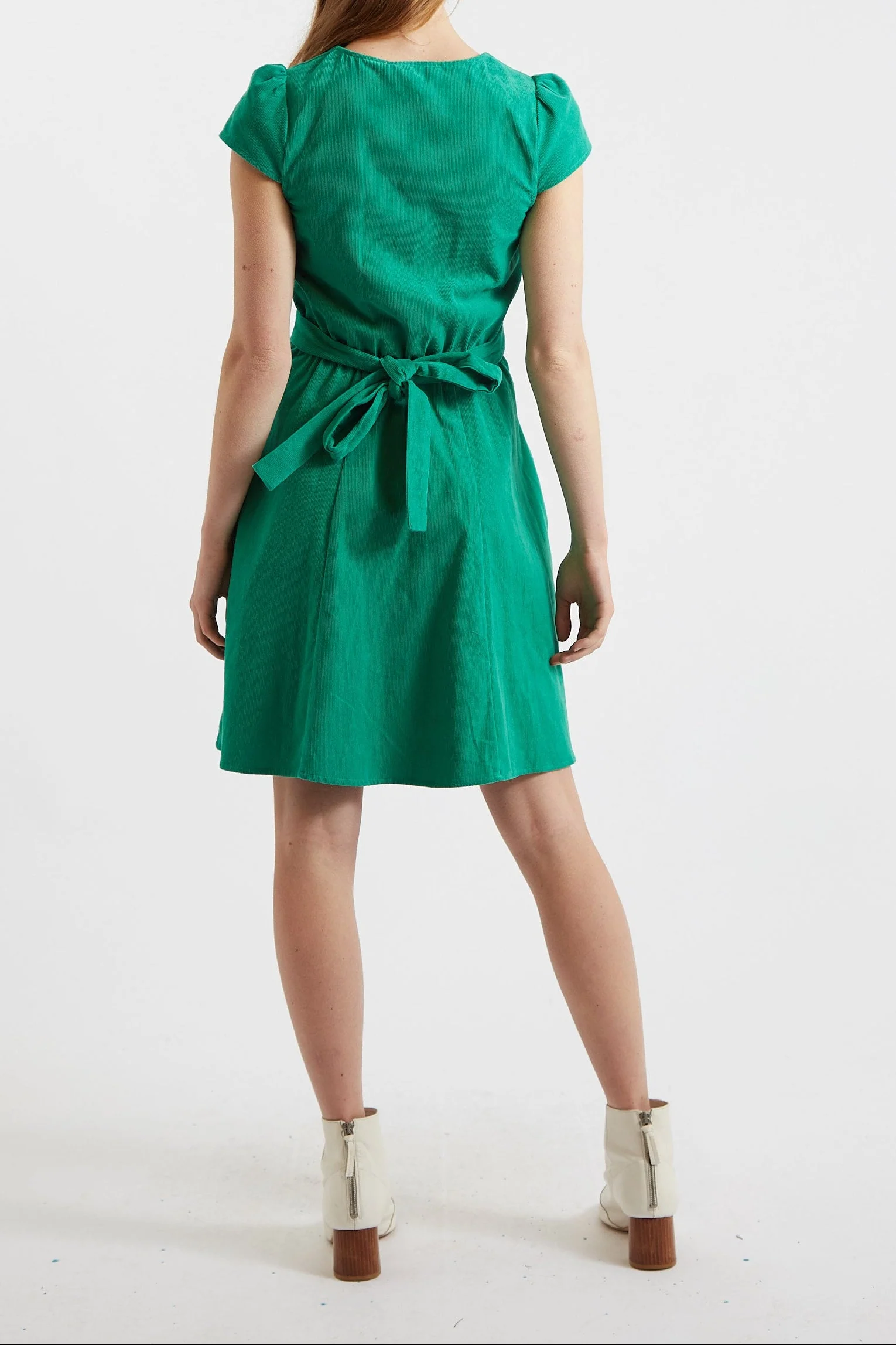 Louche Cathleen Green Mini Baby Cord Tea Dress - Image 2