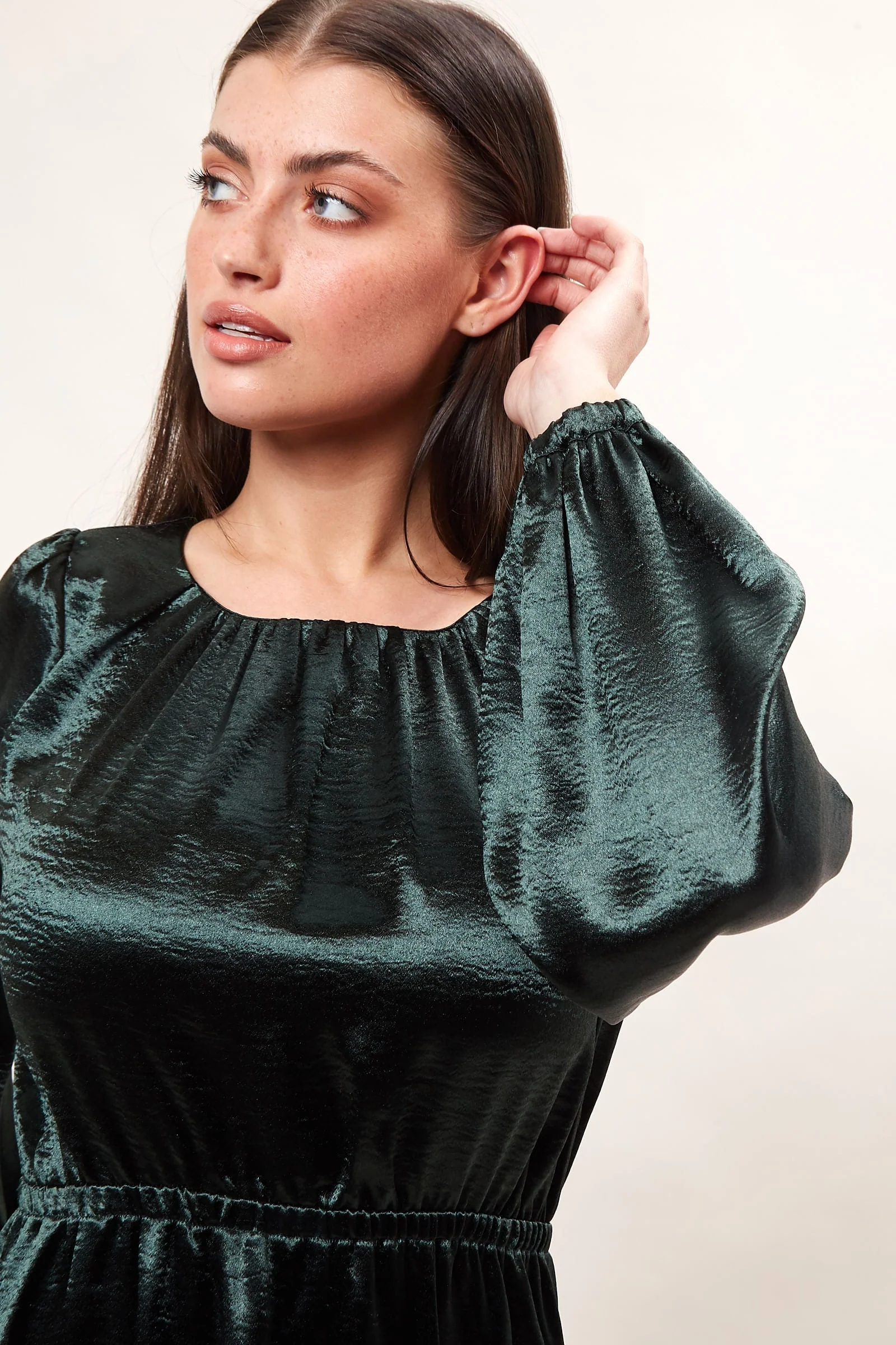 Louche Daria Satin Long Sleeve Mini Dress - Image 3