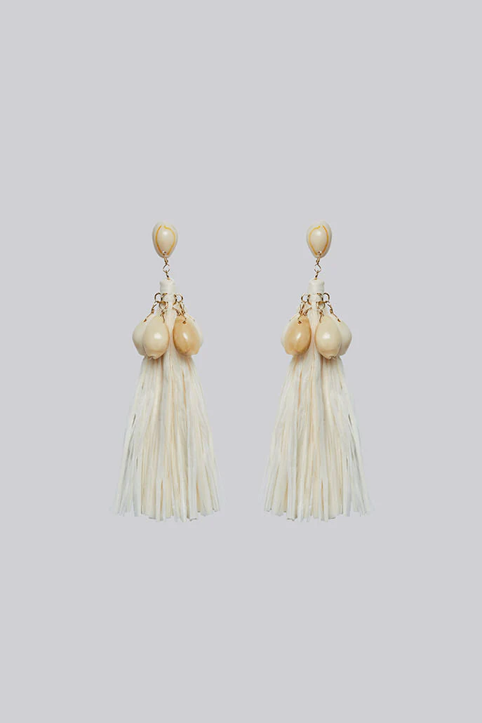 Louche Diana Shell and Tassel Earring - Image 2