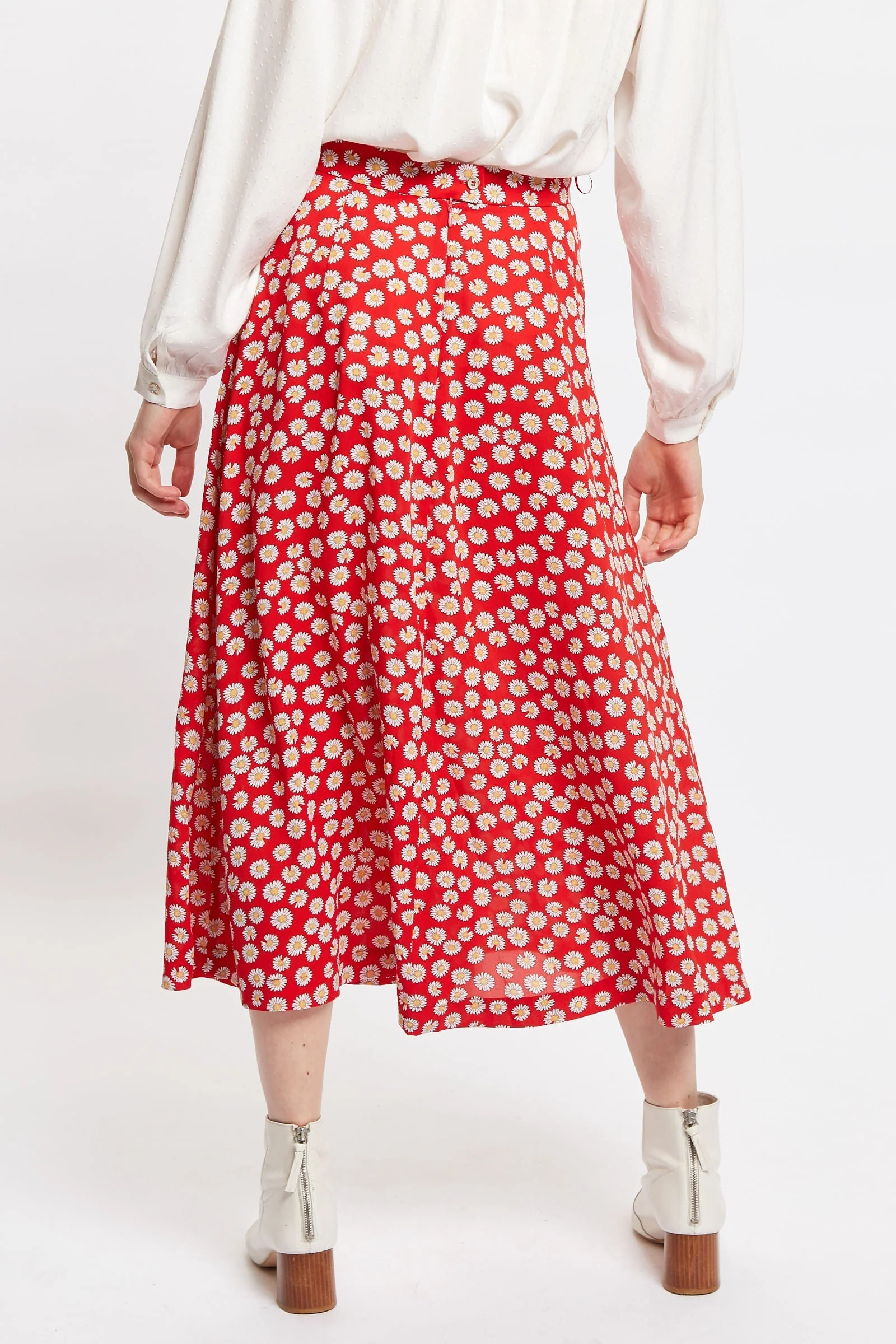 Louche Edie Daisy Dancer Midi Skirt - Red - Image 2