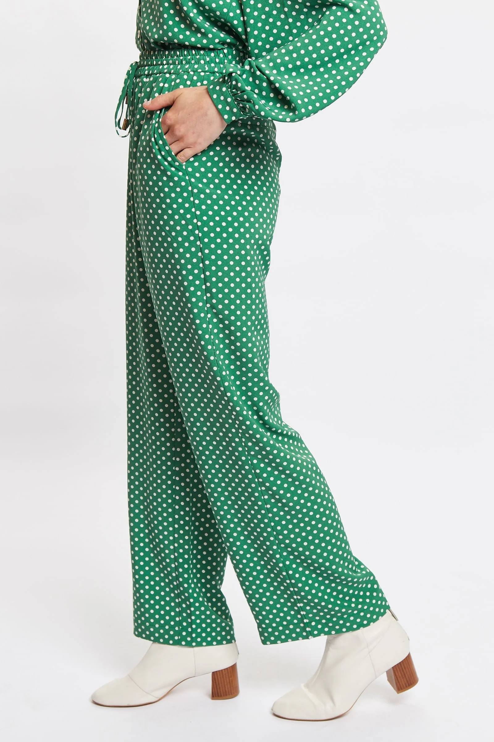 Louche Emmanuella Polka Dot Print Pull On Trouser - Image 3
