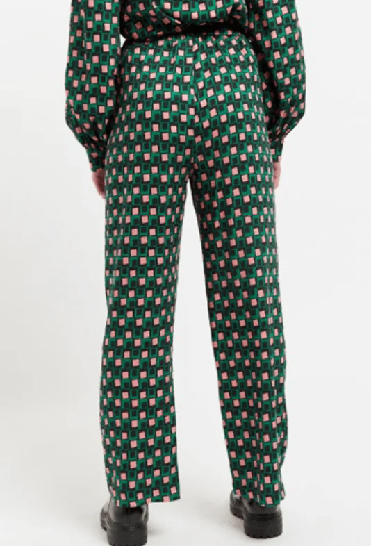 Louche Emmanuella Retro Cubes Print Pyjama Style Trouser - Image 2