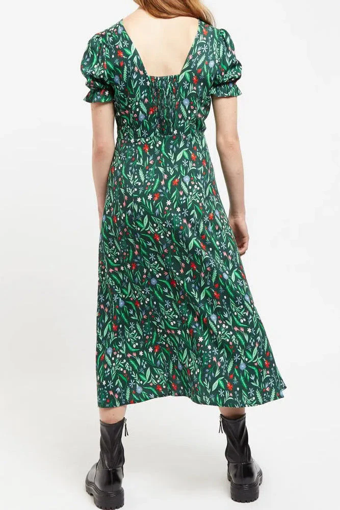 Louche Flo Folk Floral Print Puff Sleeve Midi Dress - Image 2