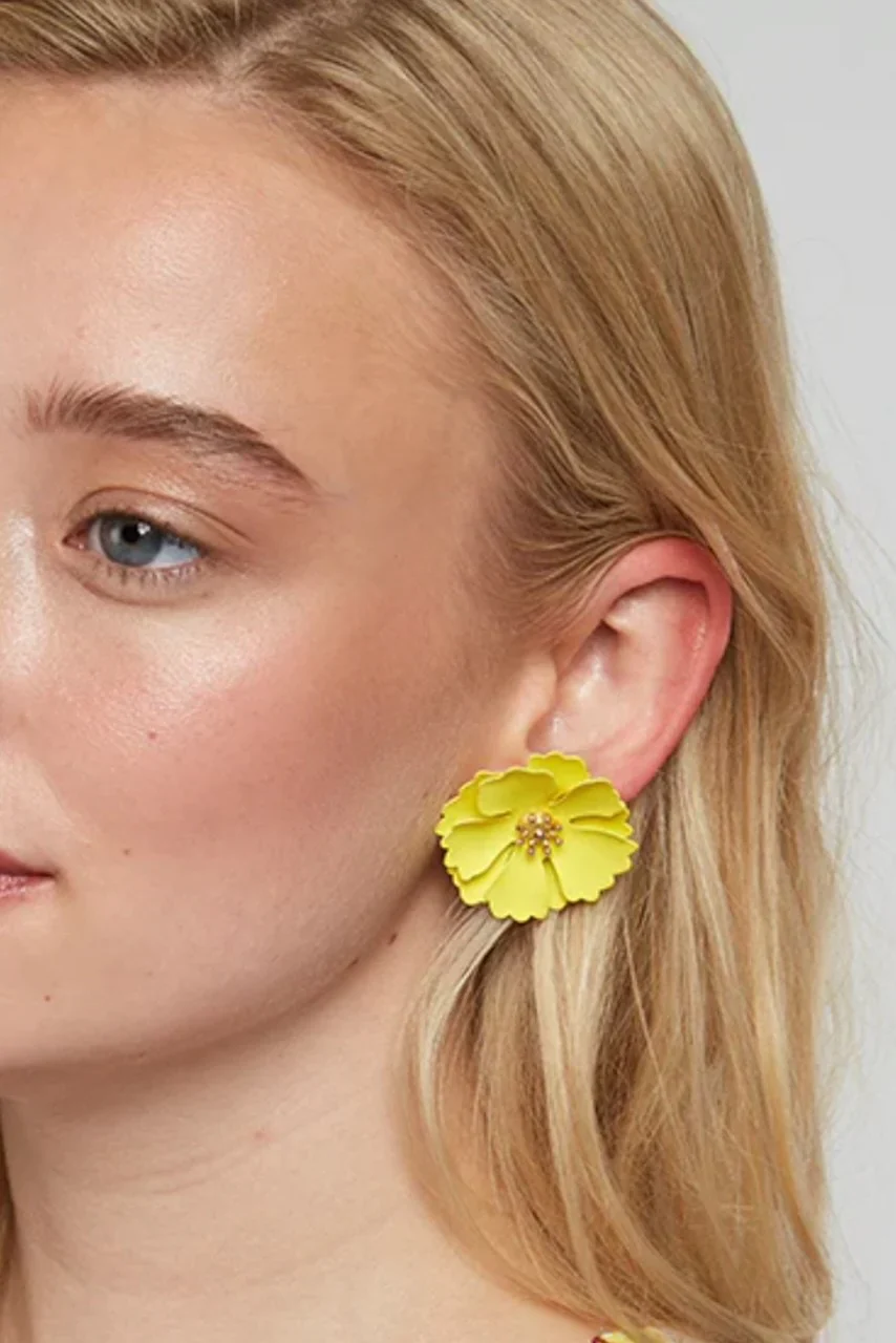 Louche Jalicia Flower Earring - Yellow - Image 3