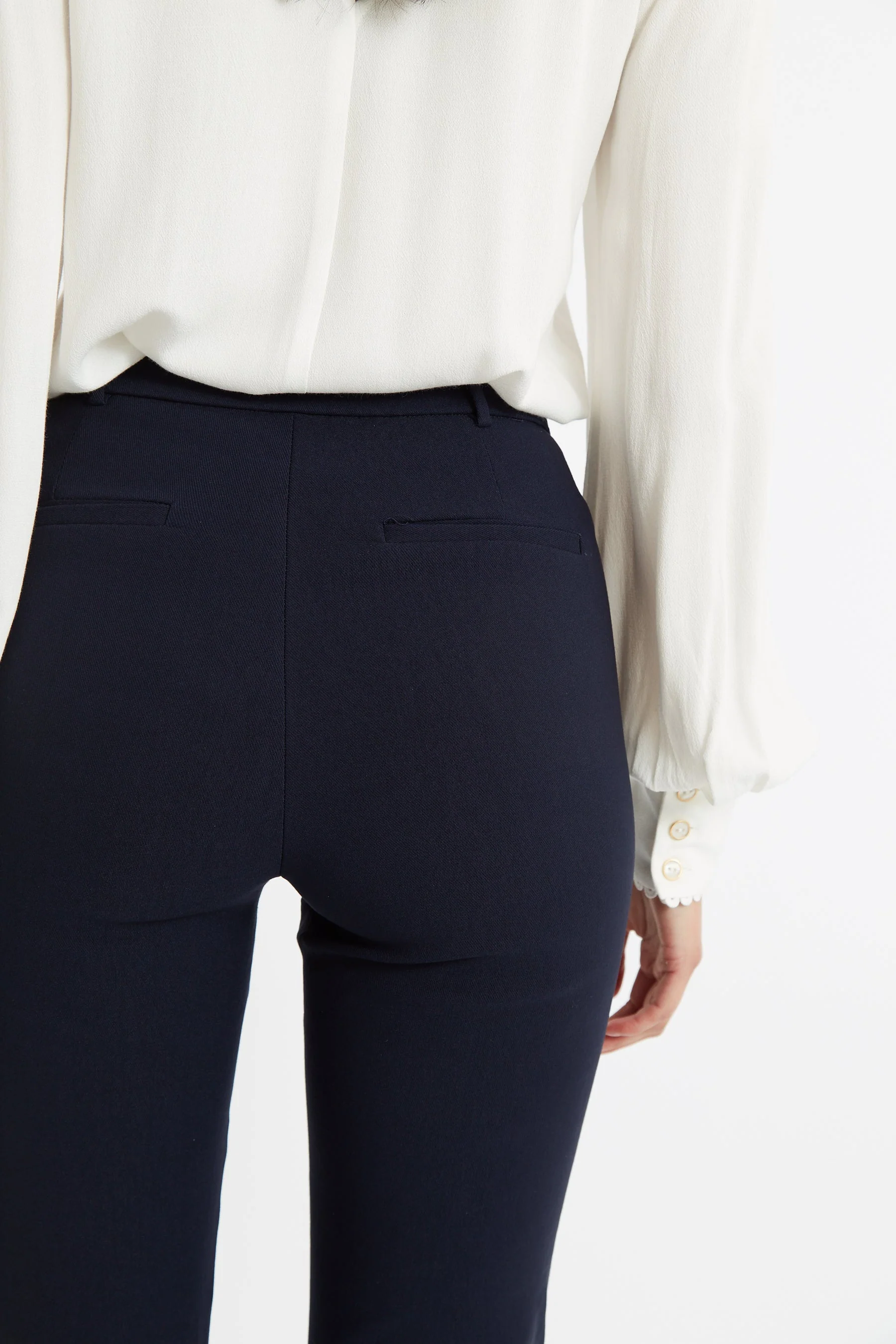 Louche Jaylo Slim Fit Cropped Trouser - Navy - Image 5