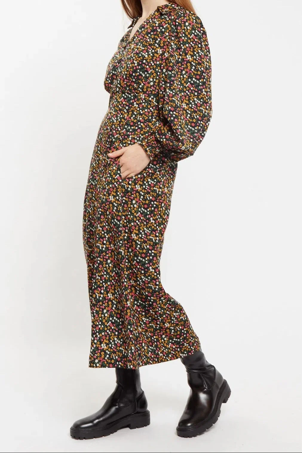 Louche Jussi Dippy Ditsy Print Midi Shirt Dress - Image 3
