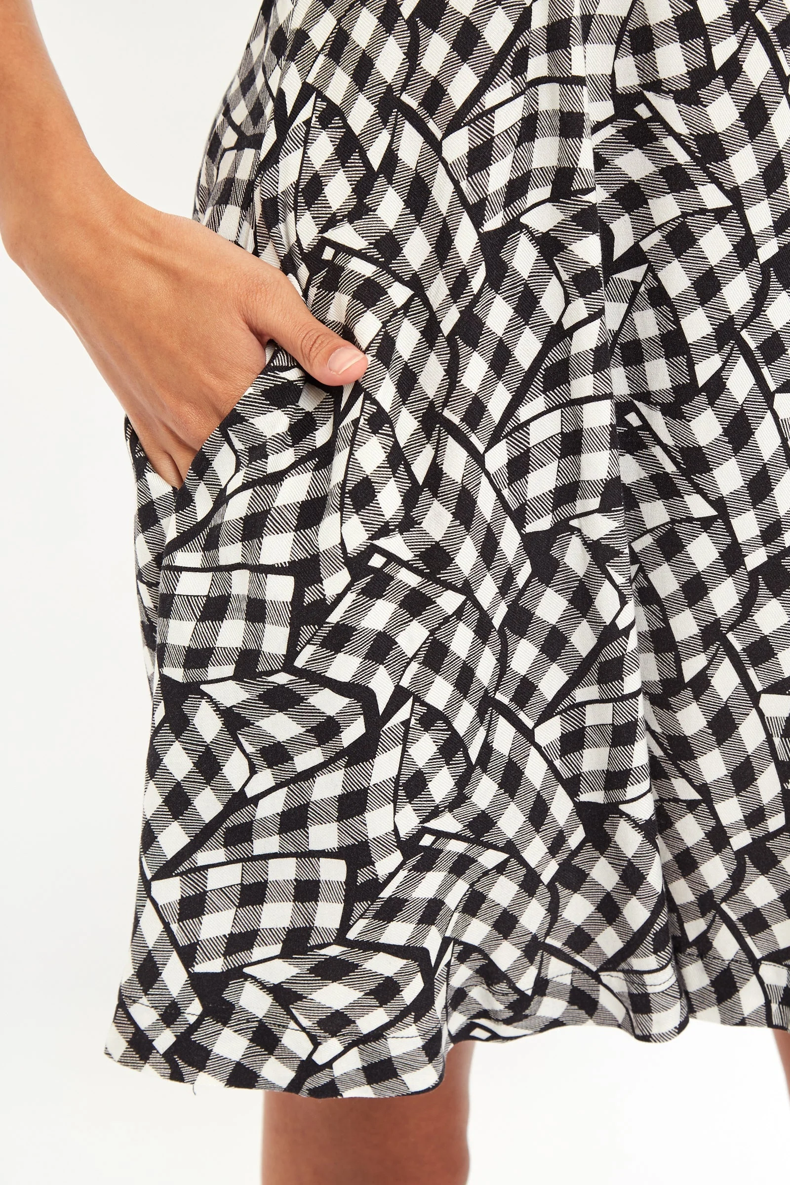 Louche Merle Gingham Twist Print V Neck Mini Tea Dress - Image 4