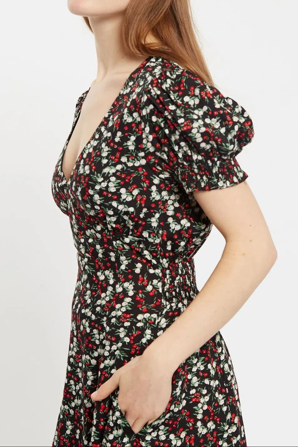 Louche Minerva Jolly Ditsy Print Puff Sleeve Midi Dress - Image 5