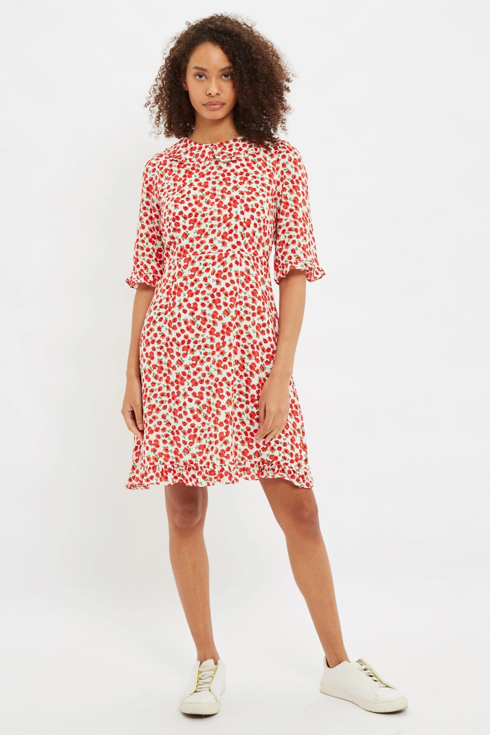 Louche Myfanwy Roses Roses Print Short Sleeve Mini Dress - Image 4