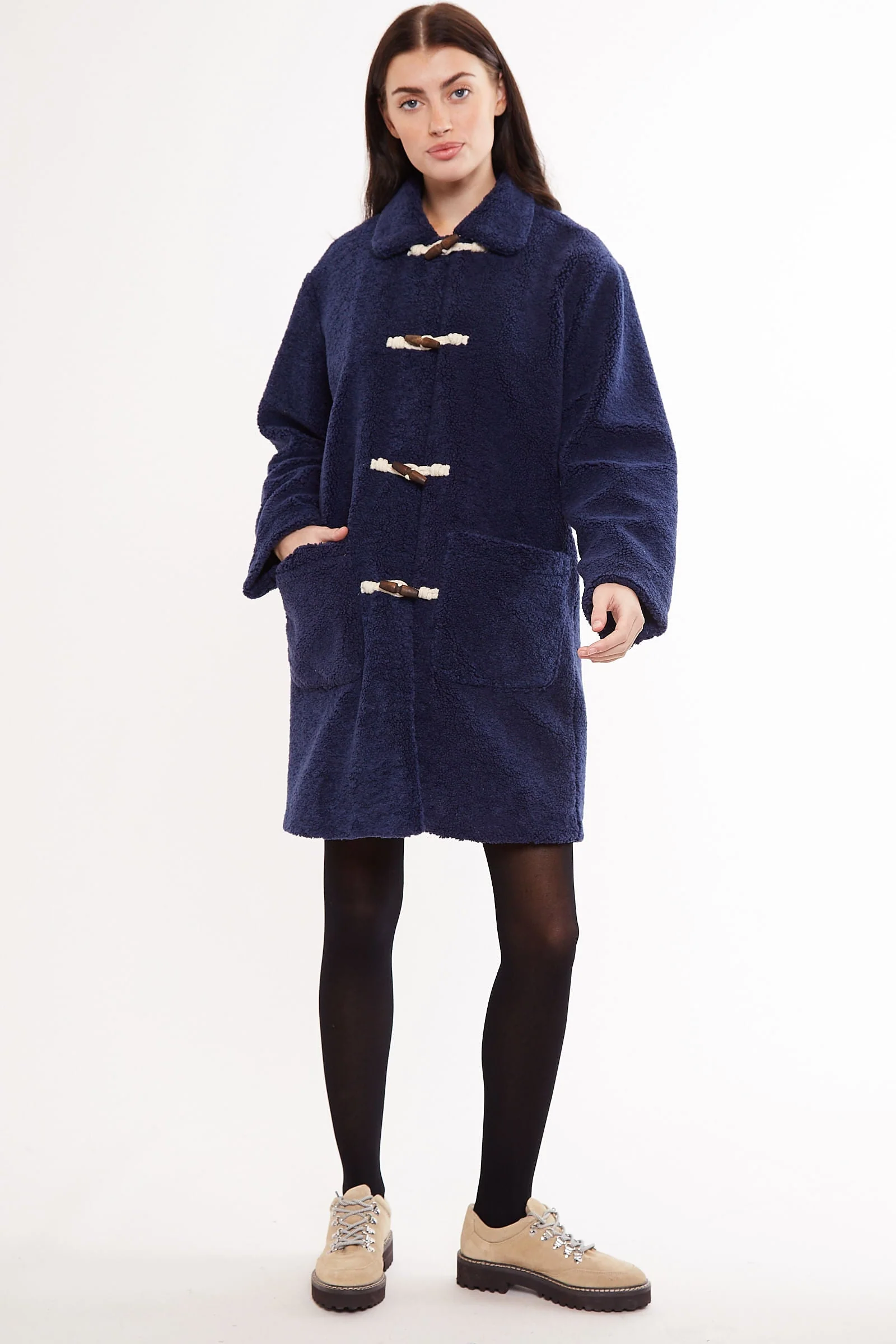 Louche Narimane Borg Duffle Coat - Navy - Image 3