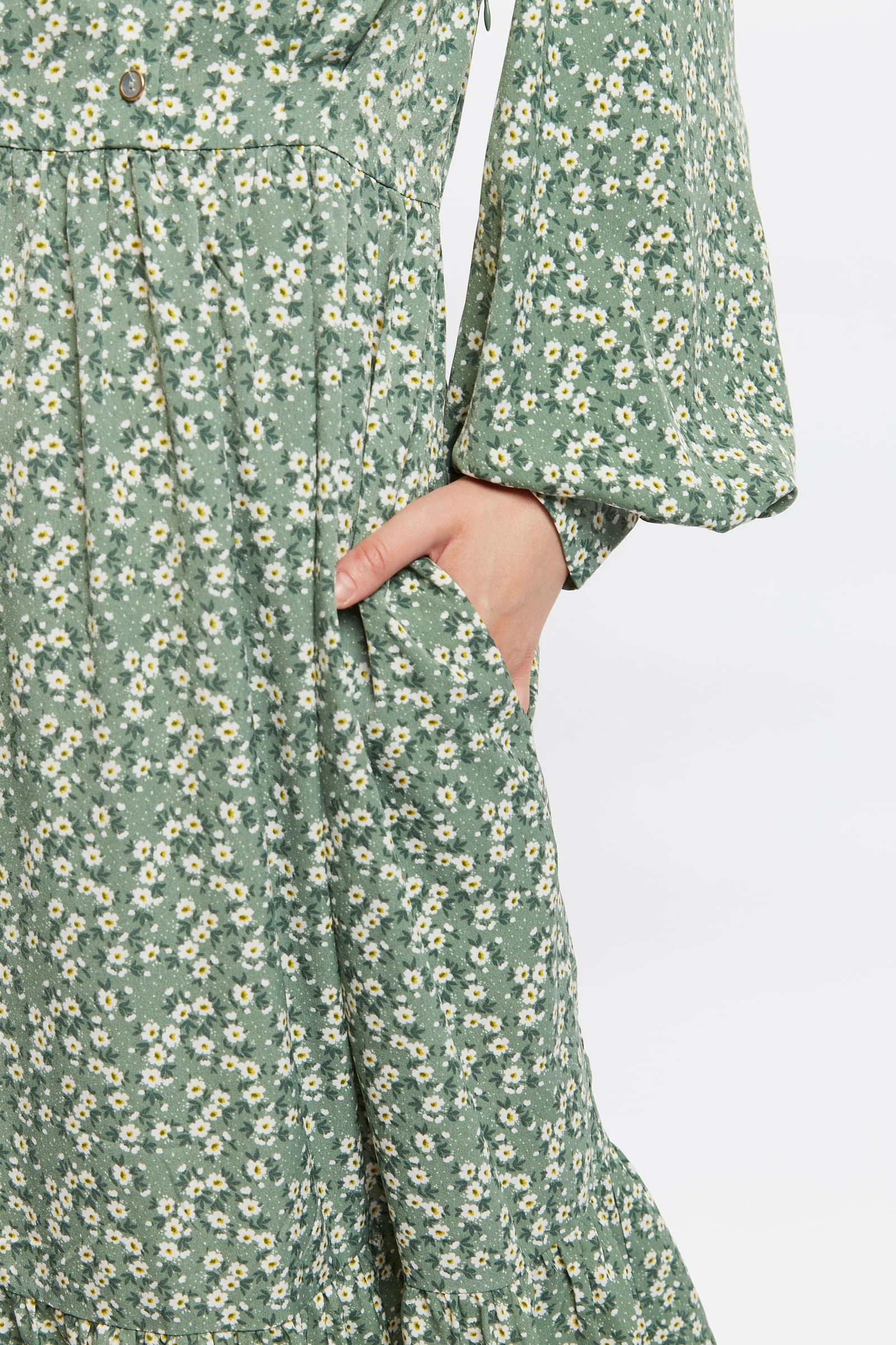 Louche Nathalia Double Daisy Print Tiered Mini Dress - Image 4
