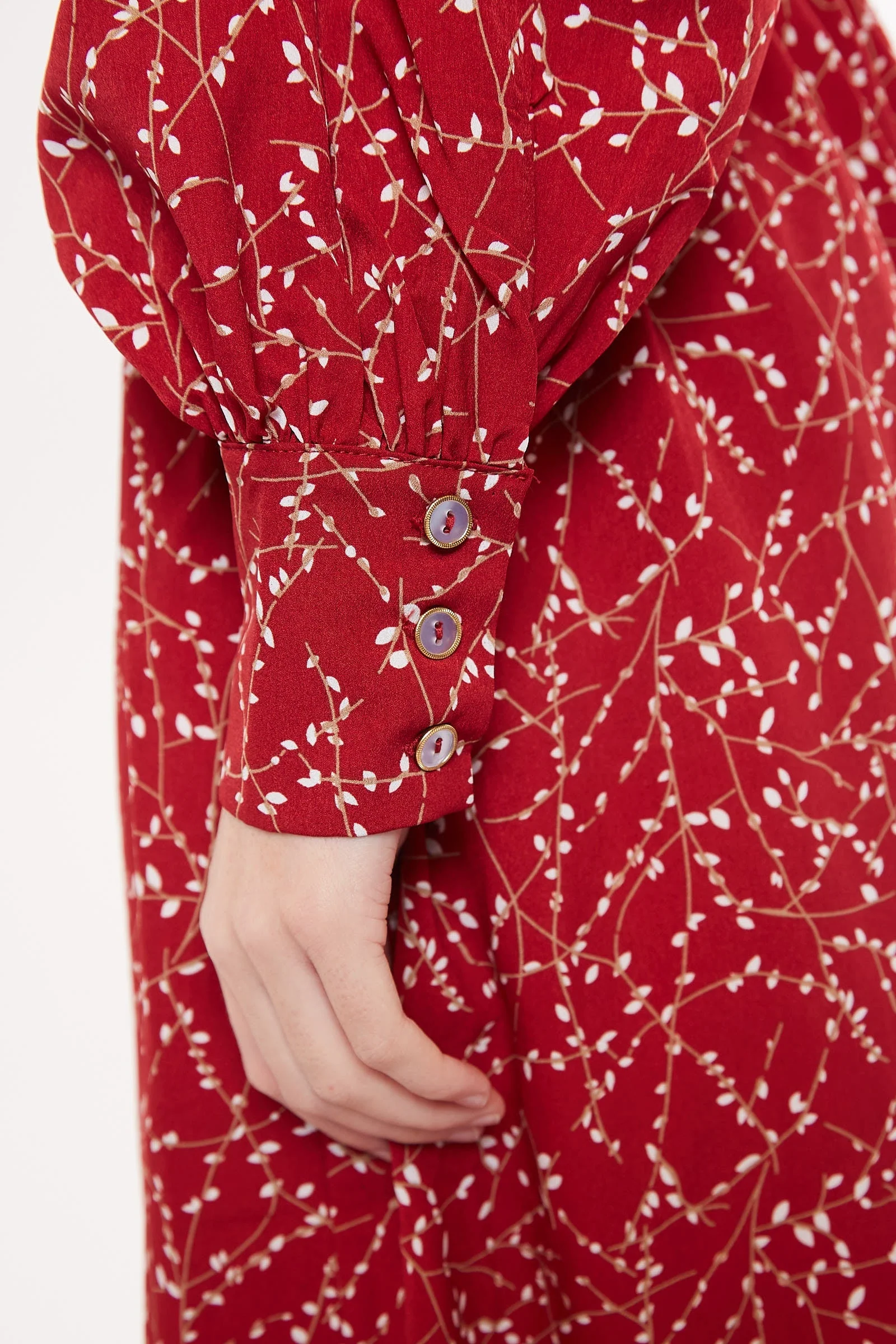 Louche Neelia Sprig Midi Dress - Burgundy (1) - Image 3