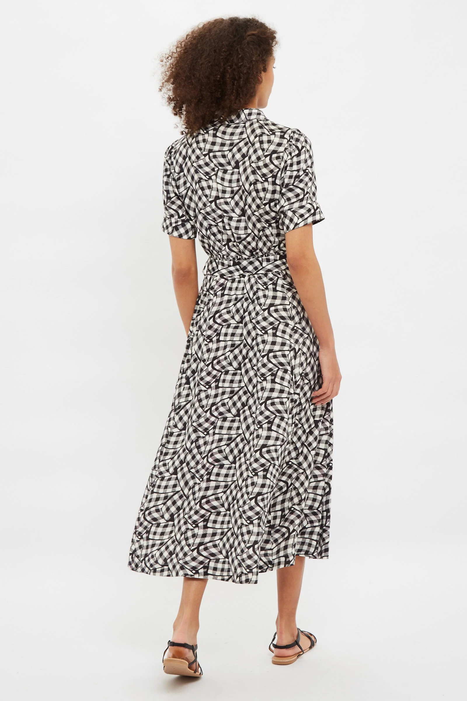 Louche Shauna Gingham Twist Print Short Sleeve Shirtdress - Image 2