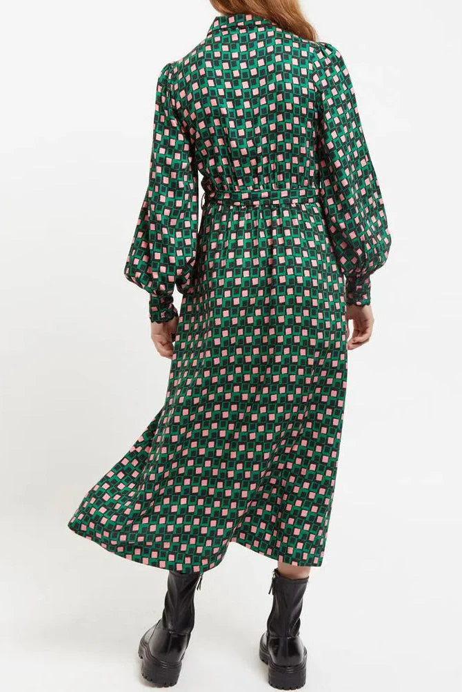 Louche Tabitha Retro Cubes Print Midi Shirtdress - Image 2