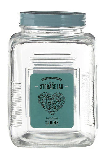 Luca Assorted Square Clear Glass Large Storage Jar