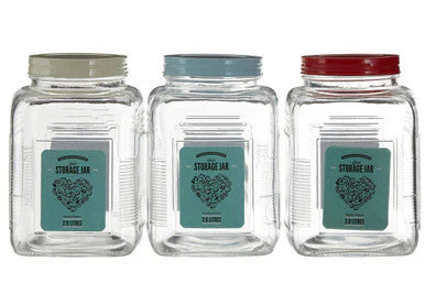 Luca Assorted Square Clear Glass Large Storage Jar - Image 4