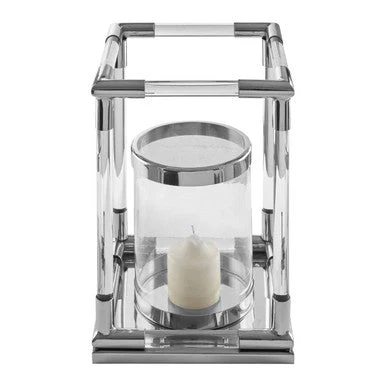 Lucita  Small Candle Holder in  Silver Finish and Acrylic - Image 3