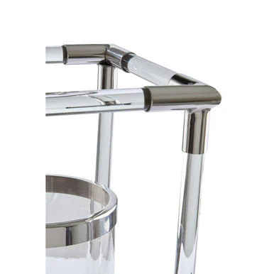 Lucita  Small Candle Holder in  Silver Finish and Acrylic - Image 5