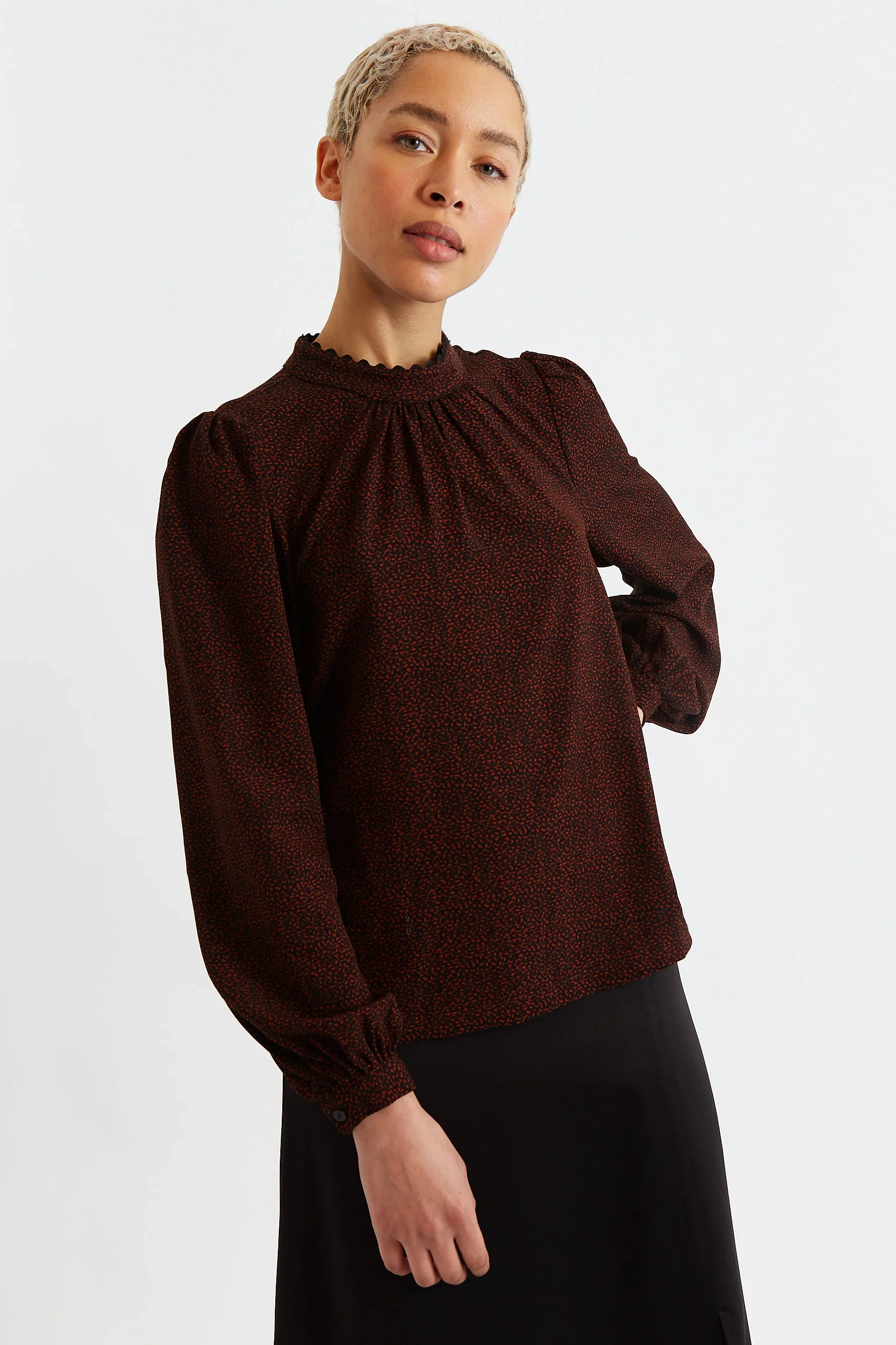 Luna Freckle Print Long Sleeve Blouse - Image 3