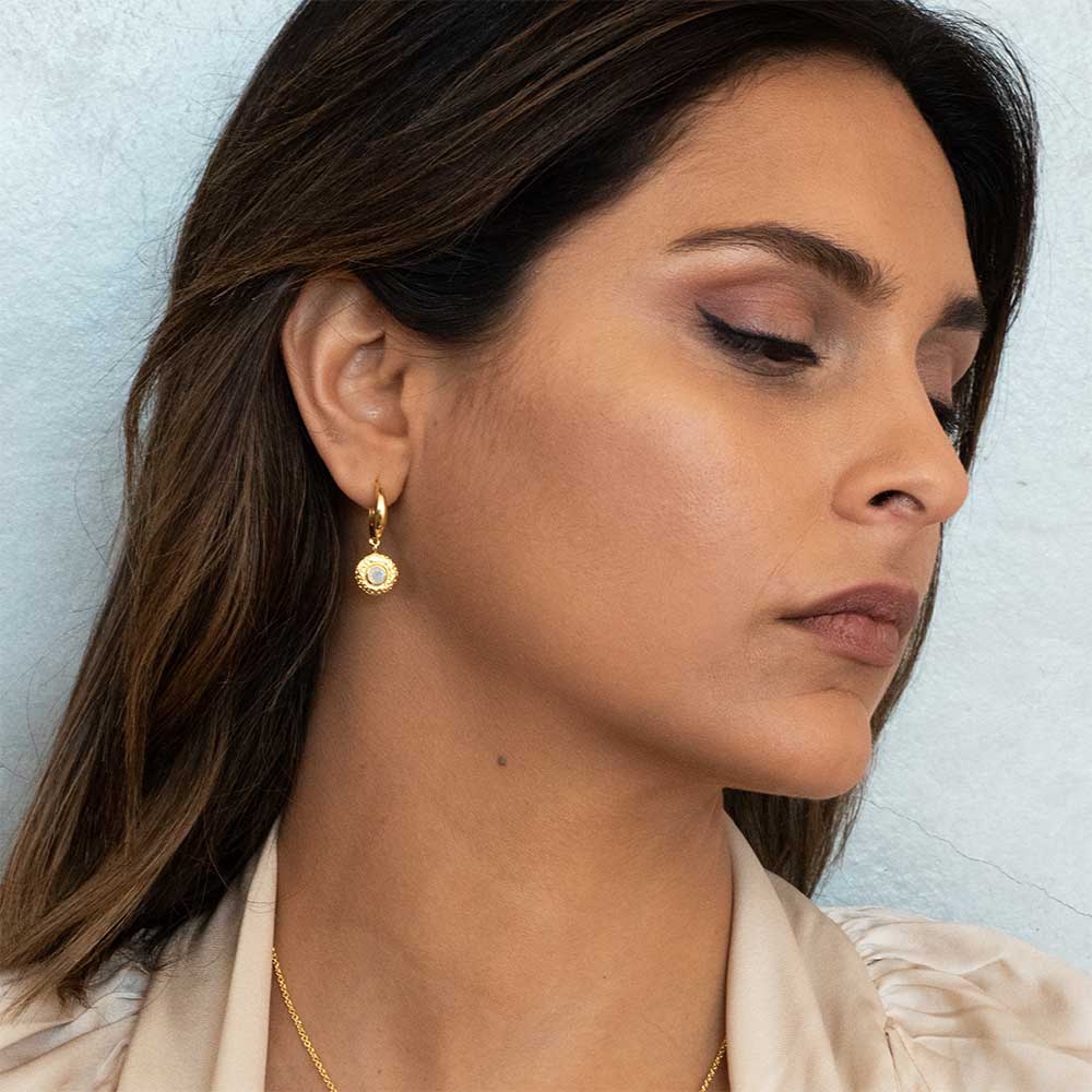 Luna Gemstone Hoops Blue Topaz - Image 3