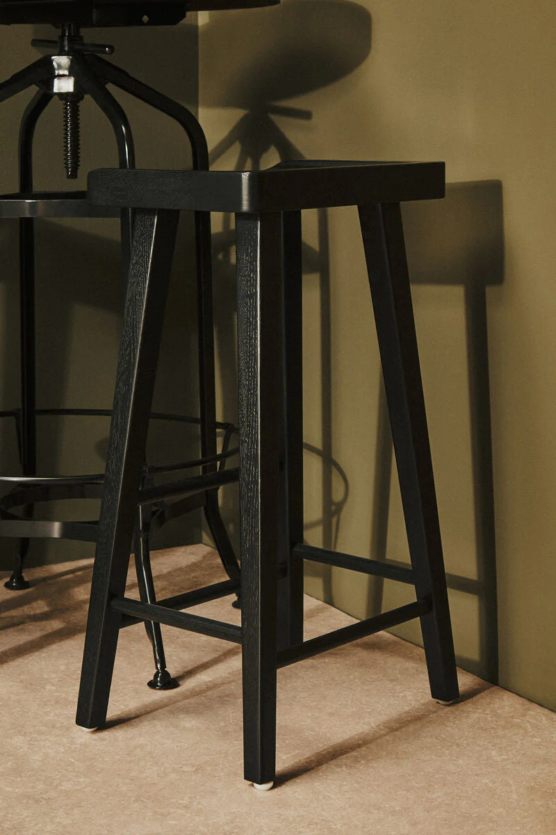 Lyon Black Oak Wood Bar Stool - Image 3