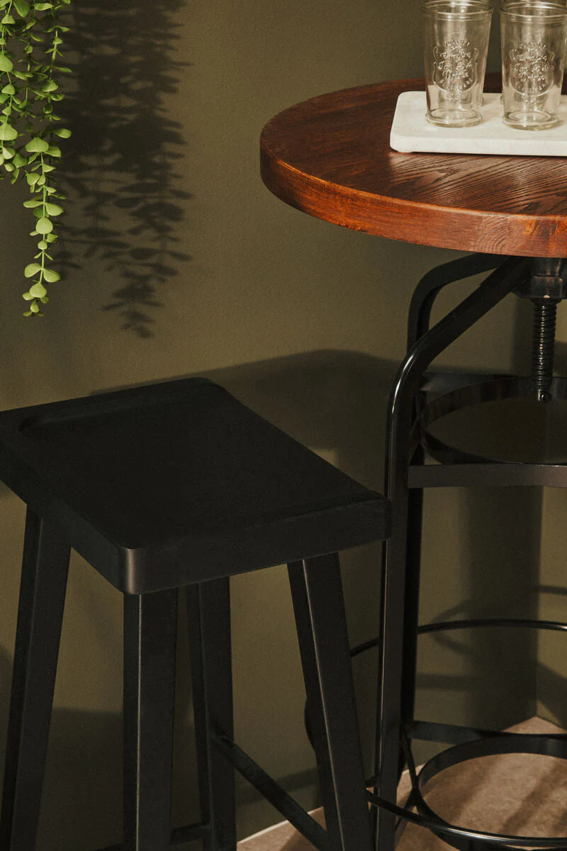 Lyon Black Oak Wood Bar Stool - Image 4