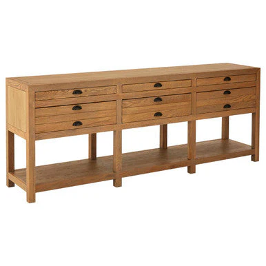 Lyon Washed Grey Oak Wood Console Table with Drawers - Image 3