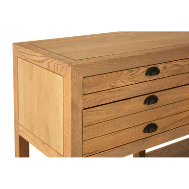 Lyon Washed Grey Oak Wood Console Table with Drawers - Image 5