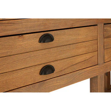 Lyon Washed Grey Oak Wood Console Table with Drawers - Image 6