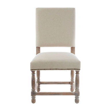 Lyon Linen Dining Chair with Oak Wood Whitewash Finish - Image 2