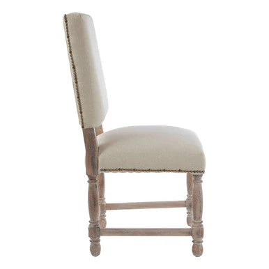 Lyon Linen Dining Chair with Oak Wood Whitewash Finish - Image 5