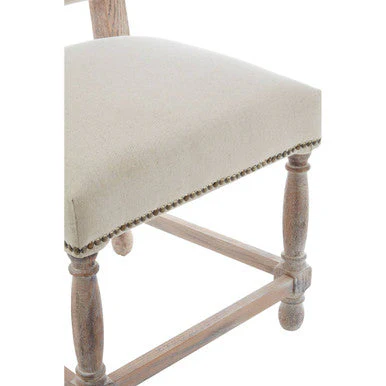 Lyon Linen Dining Chair with Oak Wood Whitewash Finish - Image 9