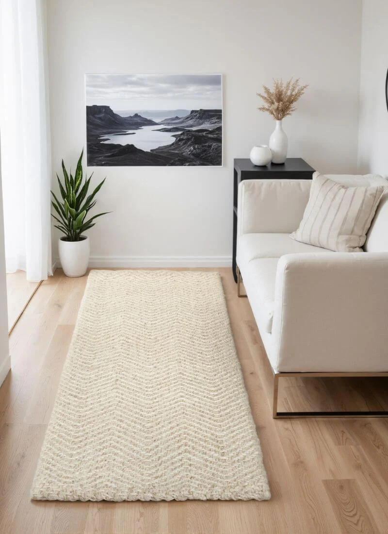Majoli Natural White Herringbone Wool & Jute Rug - Image 11