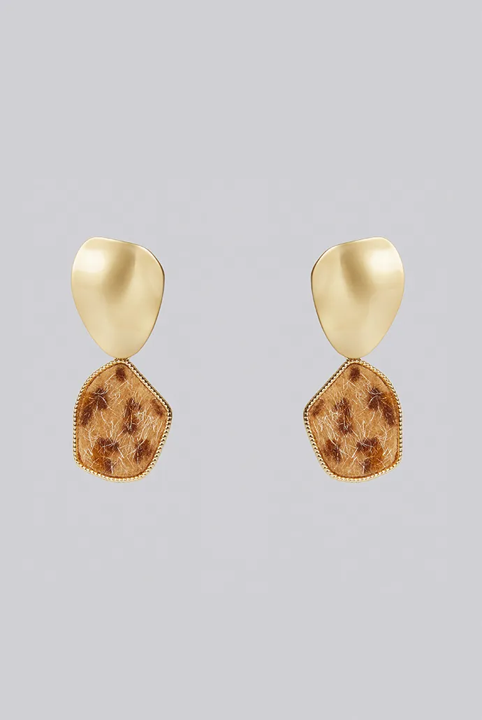 Malachi Matte Gold Leopard Drop Earrings - Image 3