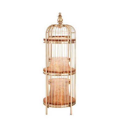 Mantis Champagne Gold Finish Birdcage Shelf Unit - Image 3