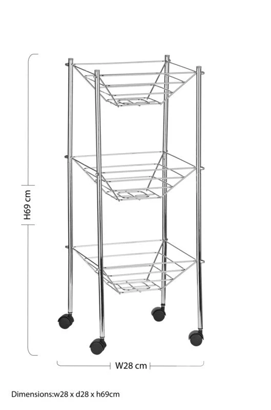 Mara 3 Tier Storage Cart With Wheels - Image 3
