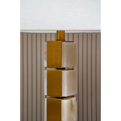 Marmo White Fabric Shade Table Lamp - Image 6
