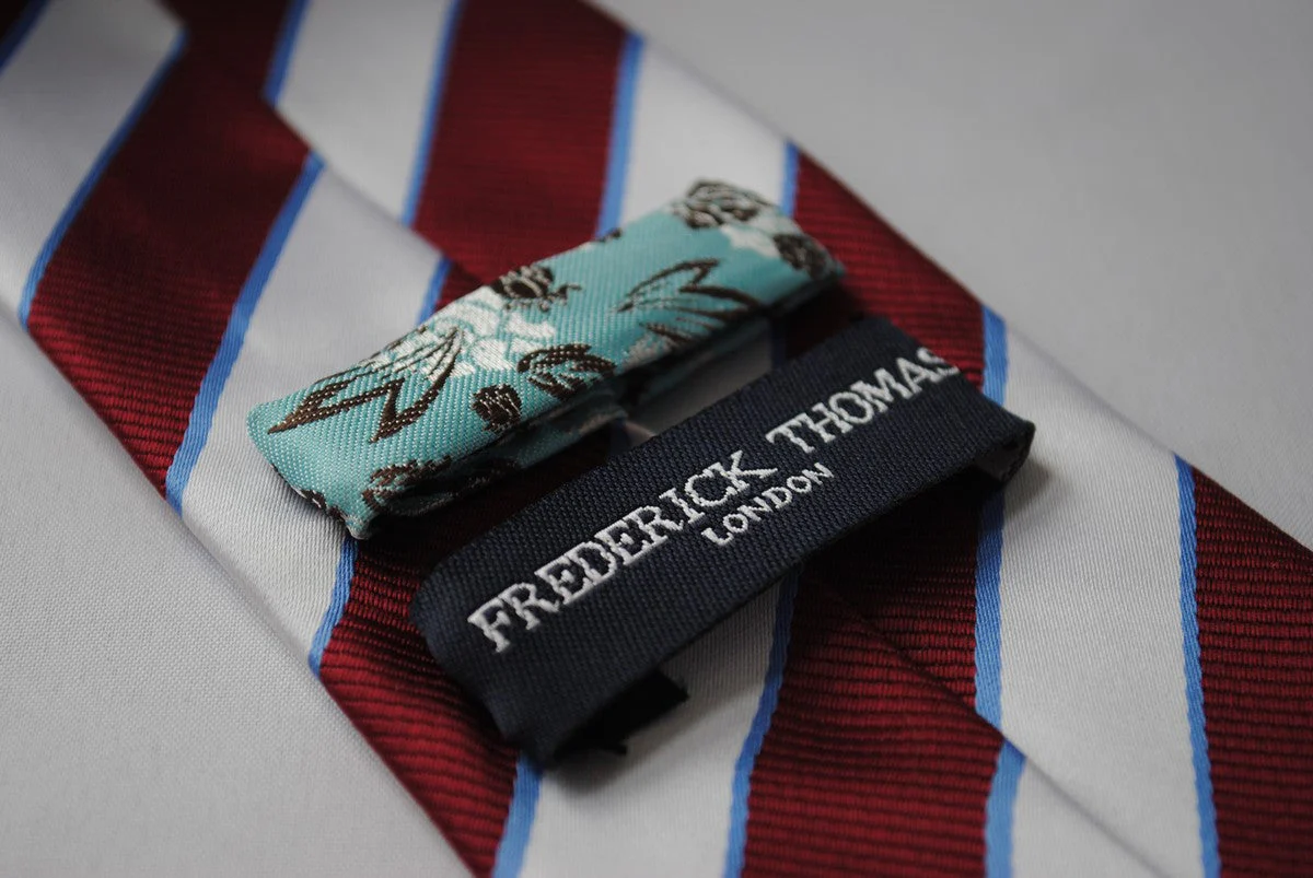 maroon and silver barber striped tie - Image 4