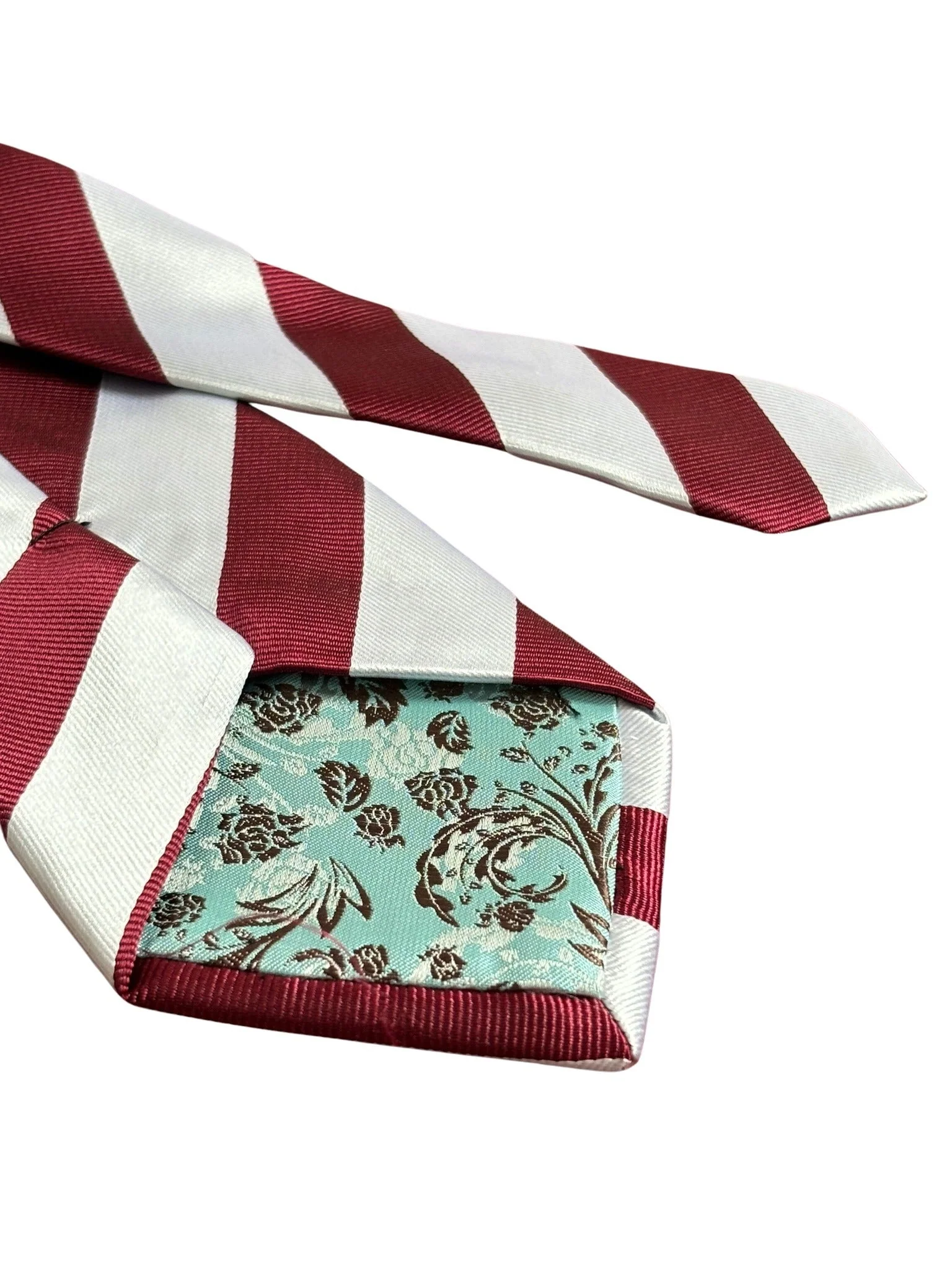 maroon and  white barber stripe tie - Image 5