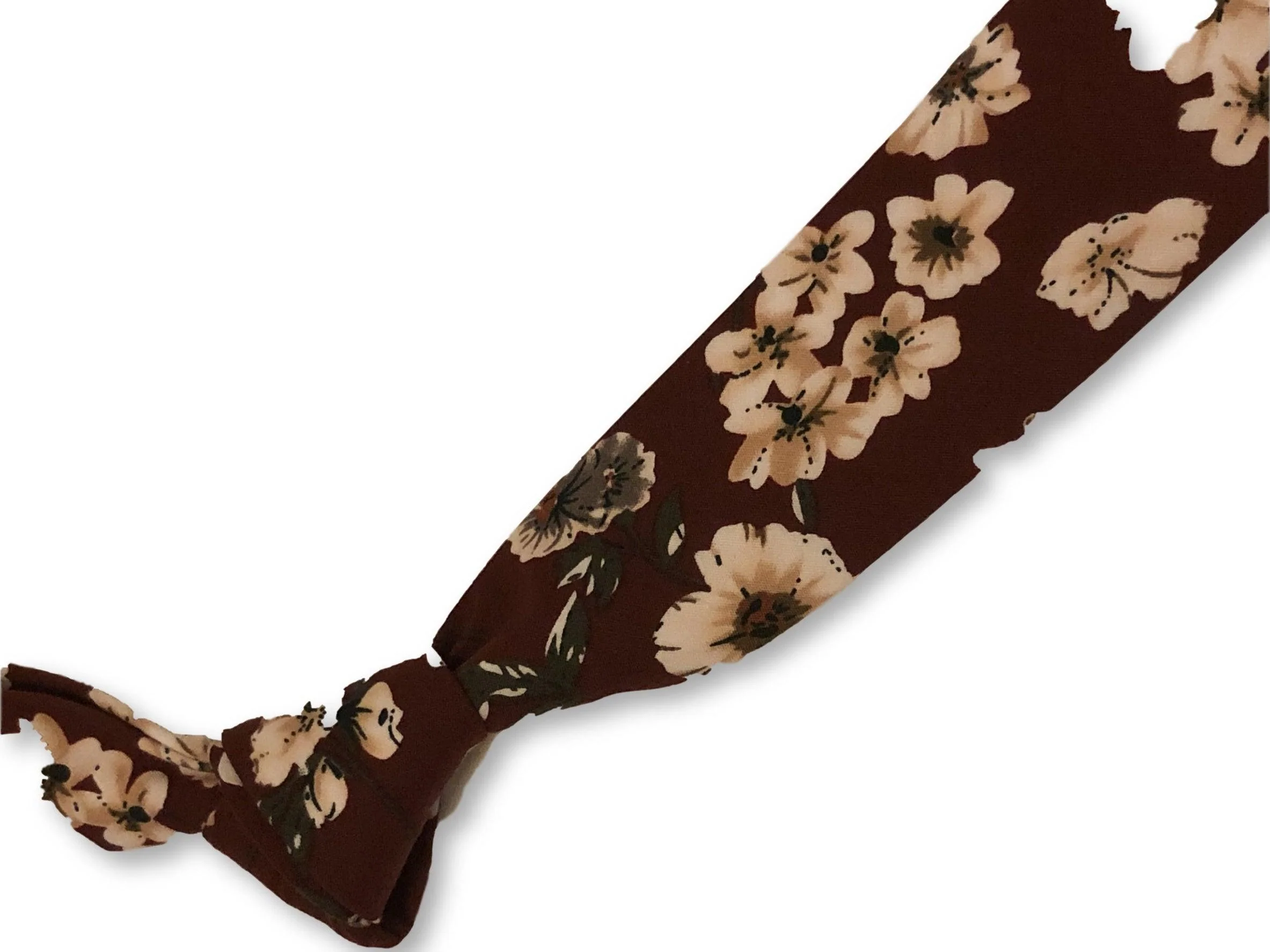 maroon burgundy red with blush pink peony flower design cotton tie - Image 4