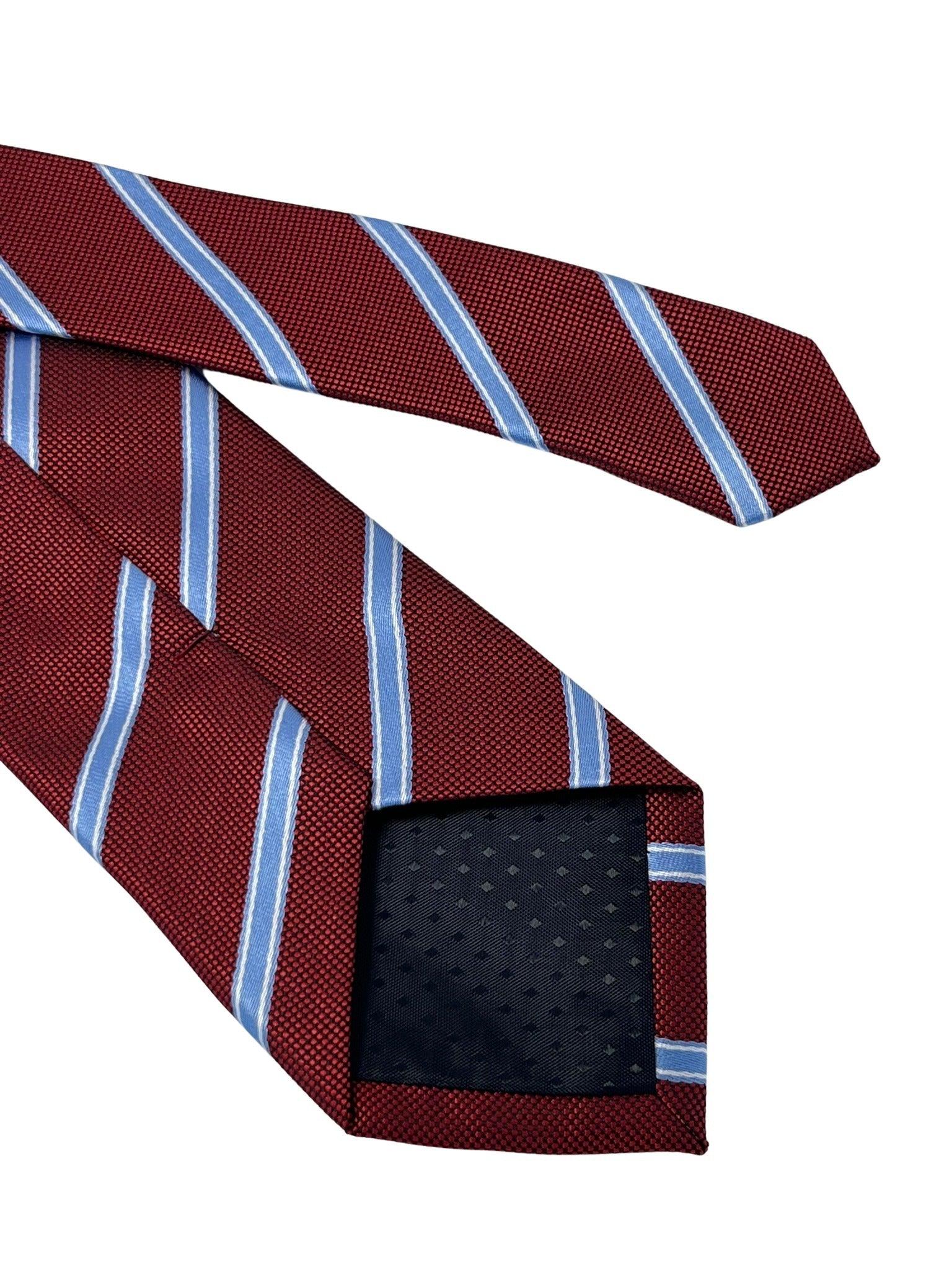 Maroon tie with light blue stripe - Image 5