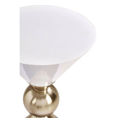 Gold and Black Metal Angular Side Table with White and Black Top and Rounded Base, Martini - Image 15