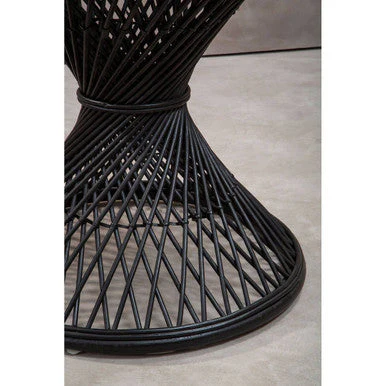 Black Rattan Side Table with Twisted Base and Tight Weave Top, Mataram - Image 8