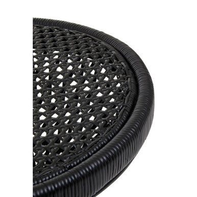 Black Rattan Side Table with Twisted Base and Tight Weave Top, Mataram - Image 9
