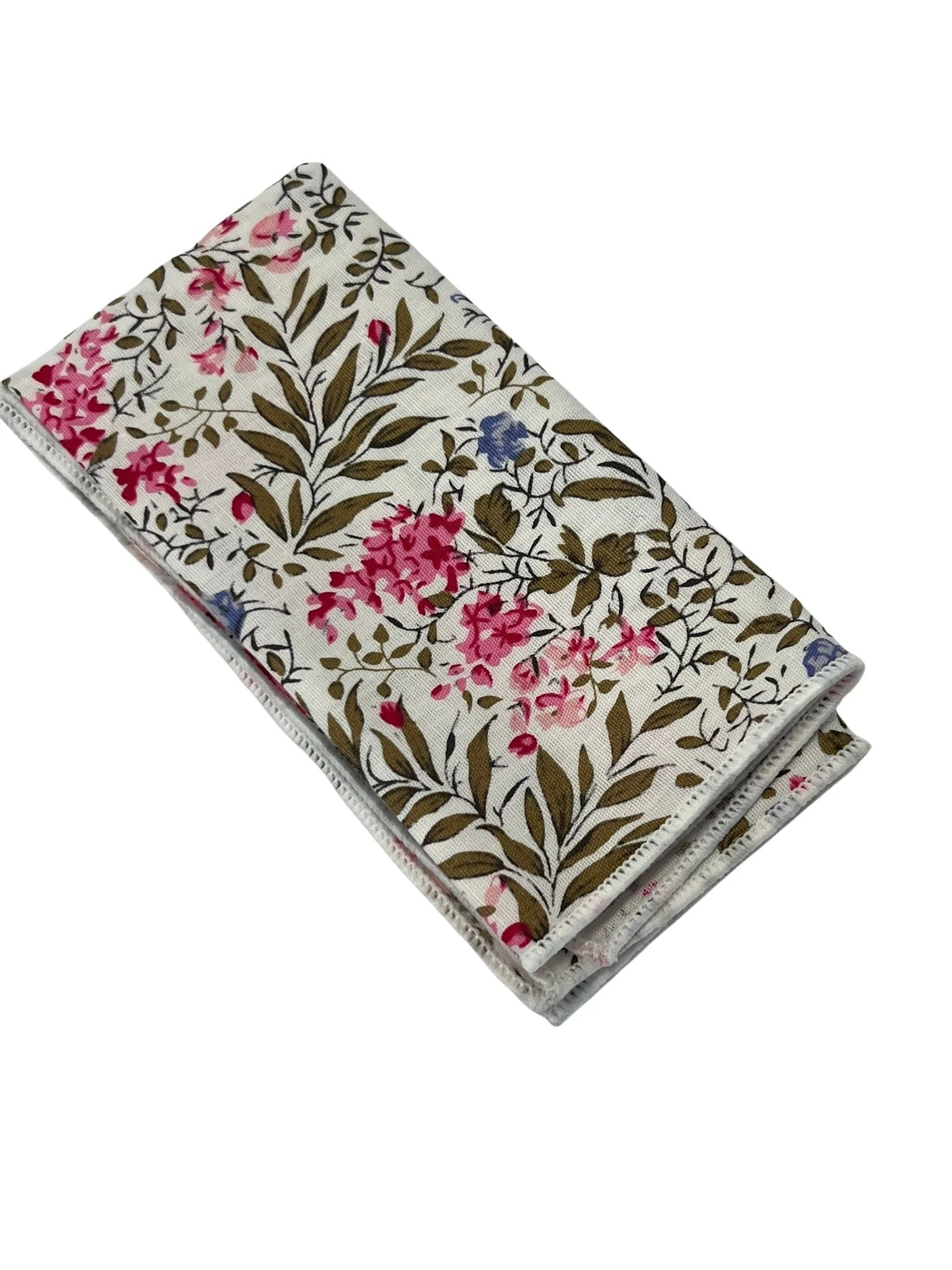 matching ivory pink cotton tie and pocket square with english wildflower garden design - Image 2
